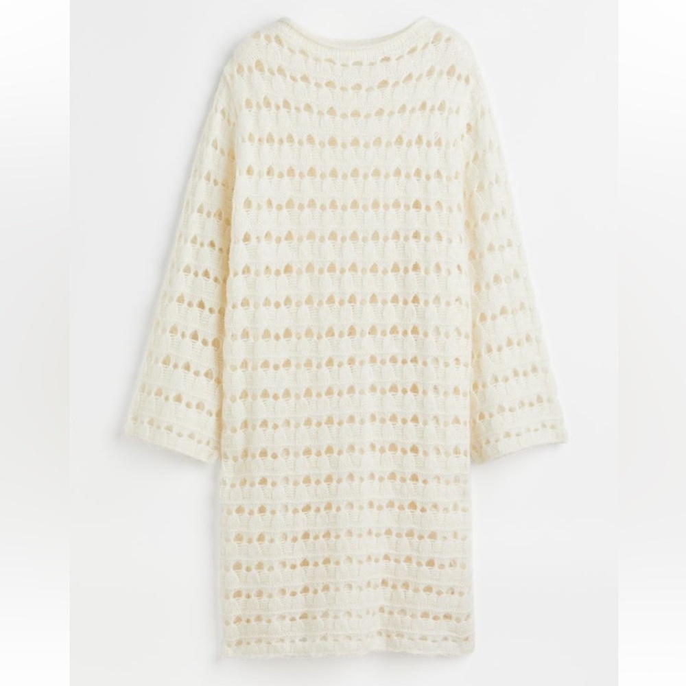H&M | Ivory Pointelle Knit Dress Size Small